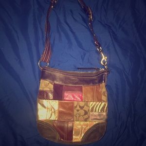 Coach Leather suede Holiday Patchwork Messenger Bg